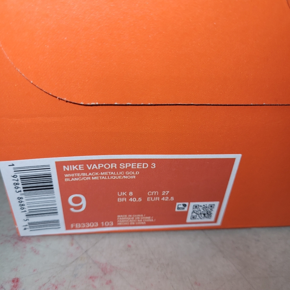 Nike Vapor Speed 3 Men's Size 9 Or 8.5 Football Soccer Cleats White Gold 2025 - Picture 3 of 9
